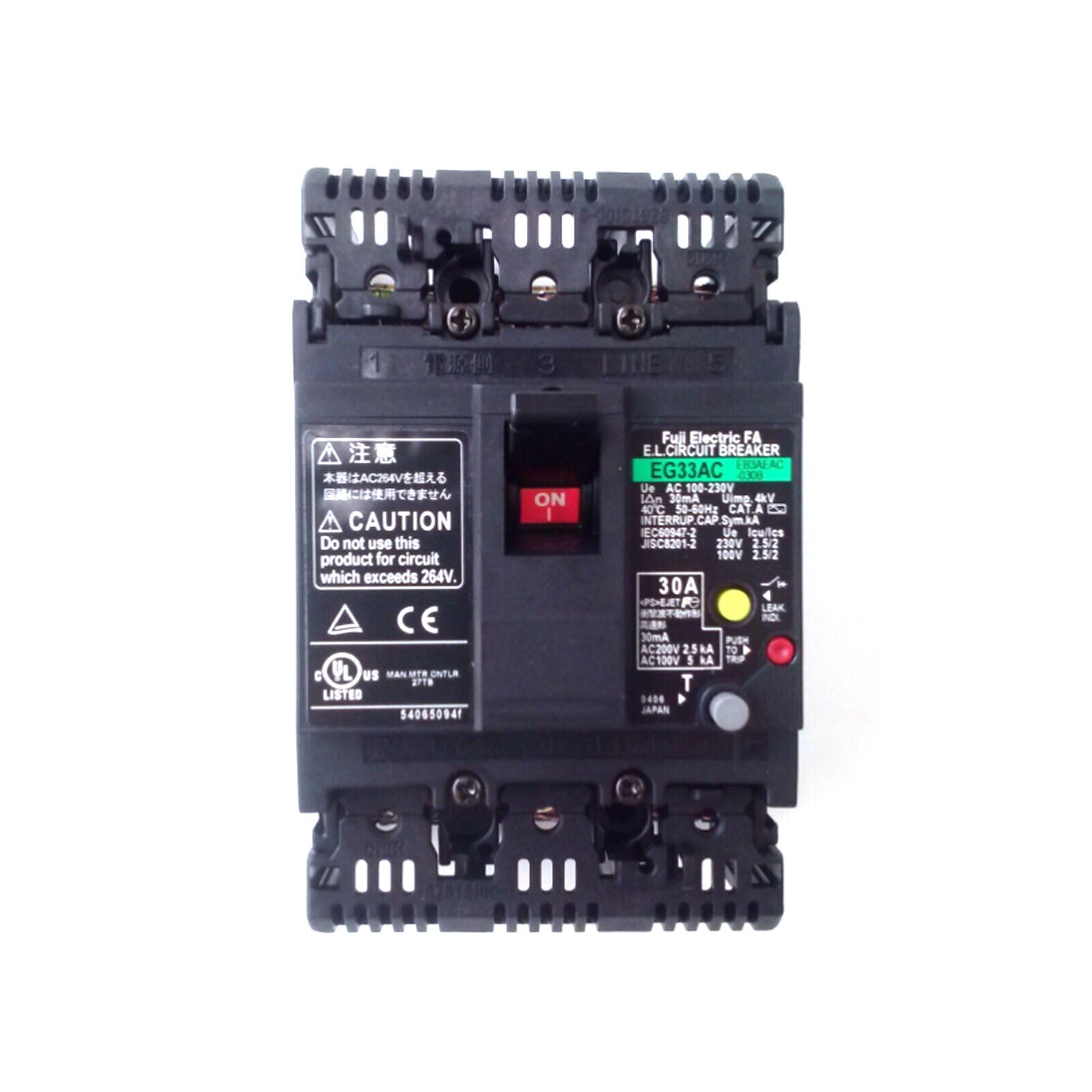 1Pc Leakage Circuit Breaker 3P Switch EG33AC 30A 30MA 230V - ELECTRICALGUARD
