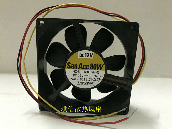 1pcs San Ace 80W 9WP0812H401 DC12V 0.13A 8CM waterproof cooling fan