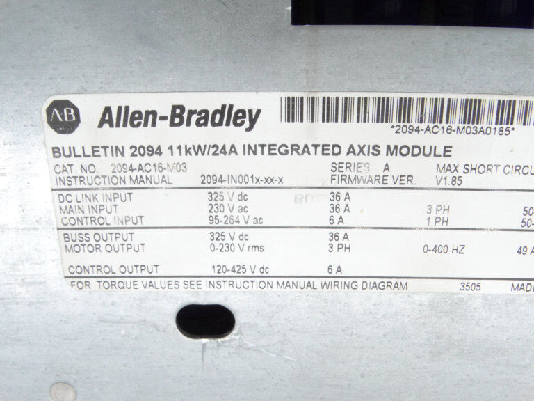 Allen Bradley 2094-AC16-M03 Servo Drive - ALLEN BRADLEY