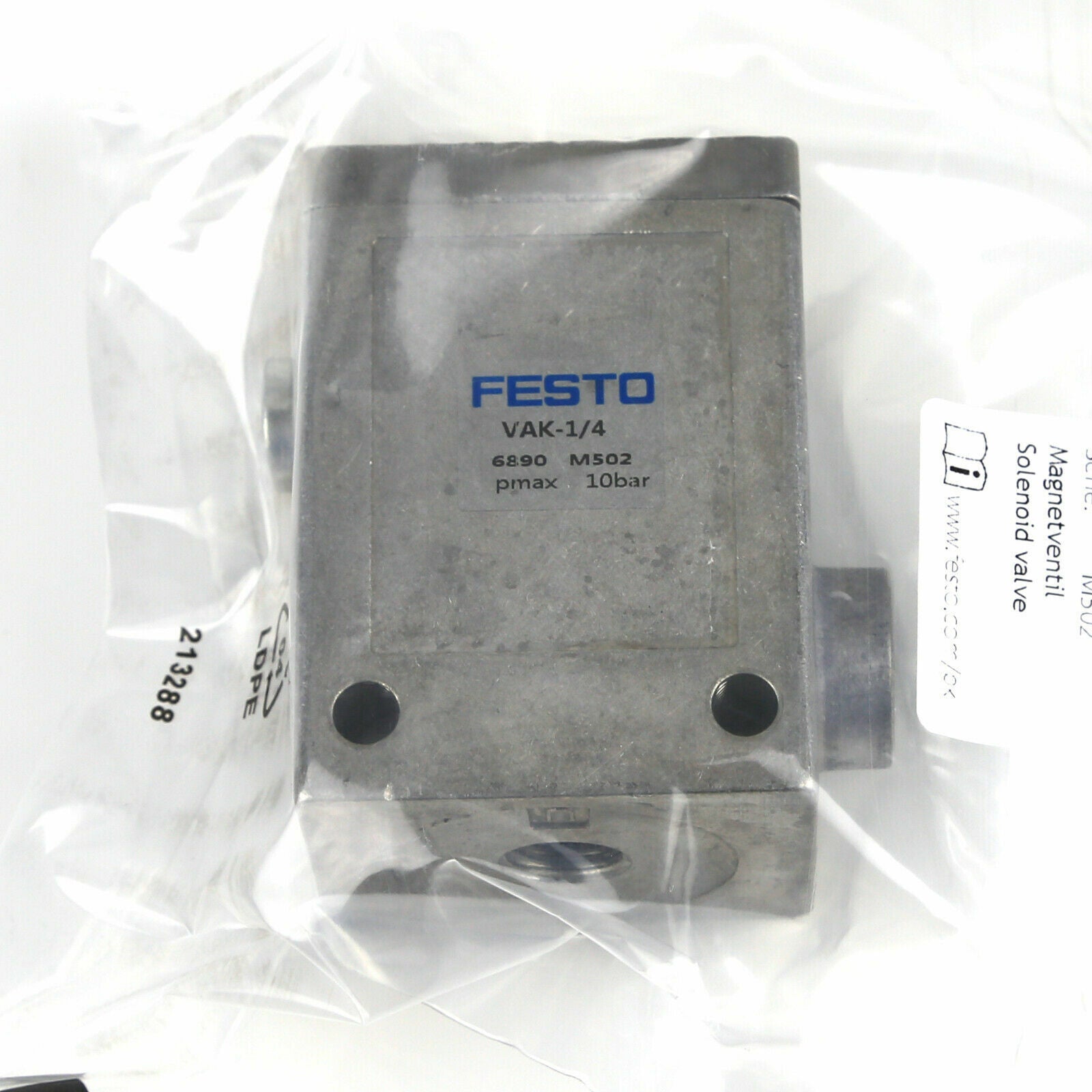 FESTO VAK-1/4 6890 Vacuum Generator FESTO