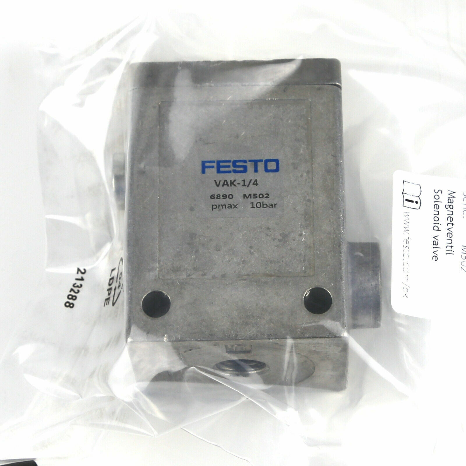 FESTO VAK-1/4 6890 Vacuum Generator Professional 6890 Vacuum Pump Absorbent Top Mount - FESTO