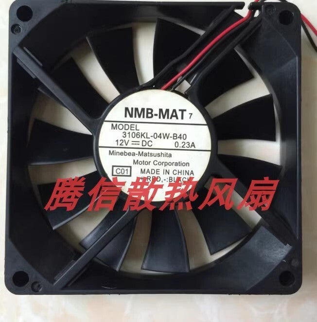 NMB 3106KL-04W-B40 8015 DC12V 0.23A 8CM 2-Wire Dual Ball Cooling Fan