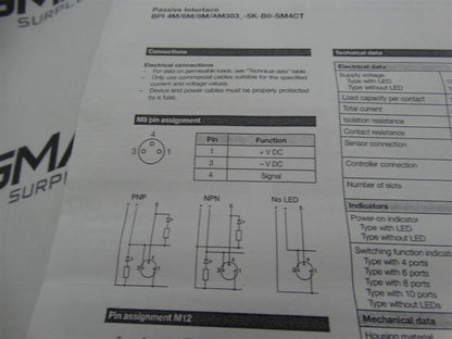 BALLOFF BPI 8M303P-5K-B0-SM4CT CONNECTOR: BALLUFF Connectors - BALLOFF