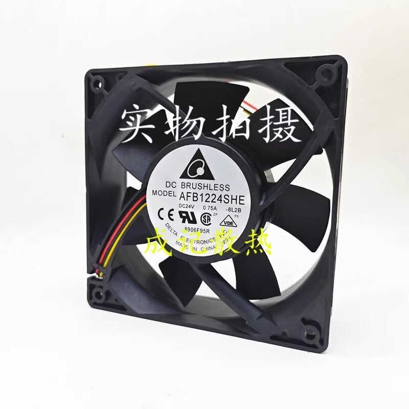 Delta AFB1224SHE-8L2B 12038 DC24V 0.75A 12CM 3-Wire Inverter Cooling Fan