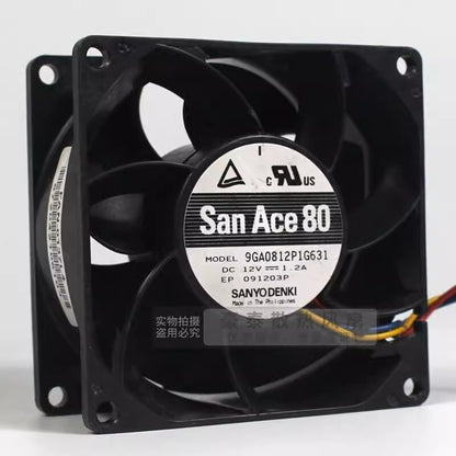 Sanyo 9GA0812P1G631 8038 DC12V 1.2A 4-Wire Server Cooling Fan