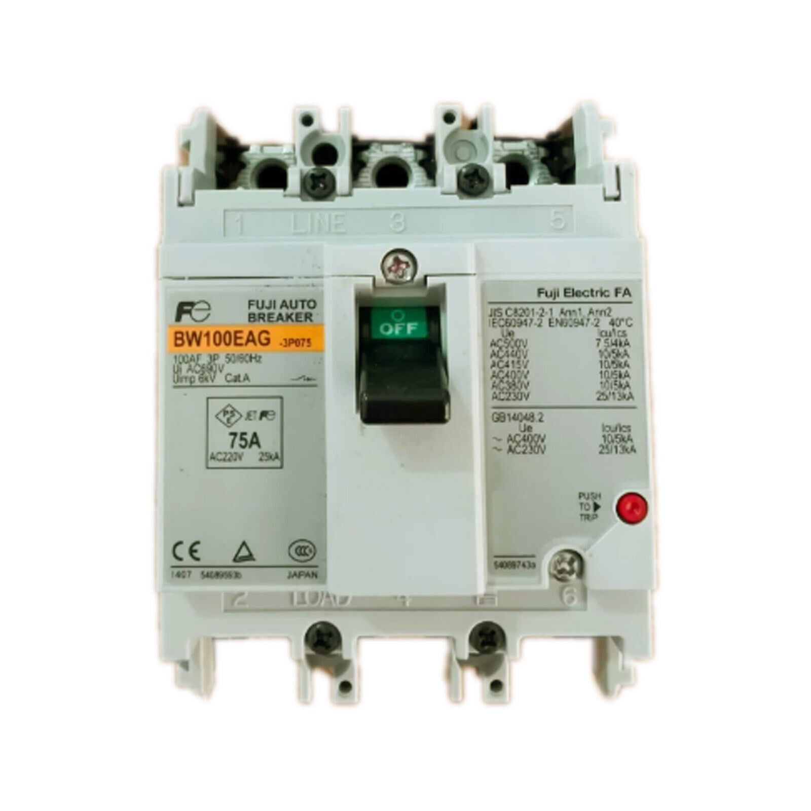 IN-BOX Fuji Circuit Breaker BW100EAG-3P 75A - FUJI