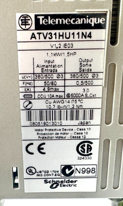 used Telemecanique ATV31HU11N4 Altivar 31 Variable Speed Drive - TELEMECANIQUE