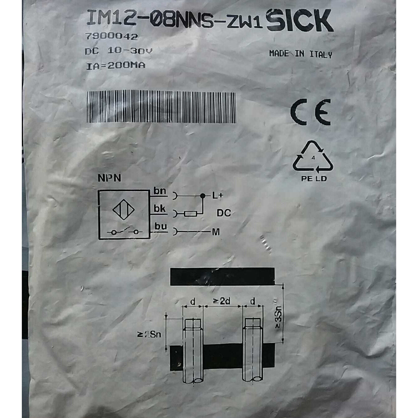 new one sick proximity switch sensor im12-08nns-zw1 - ONE SICK