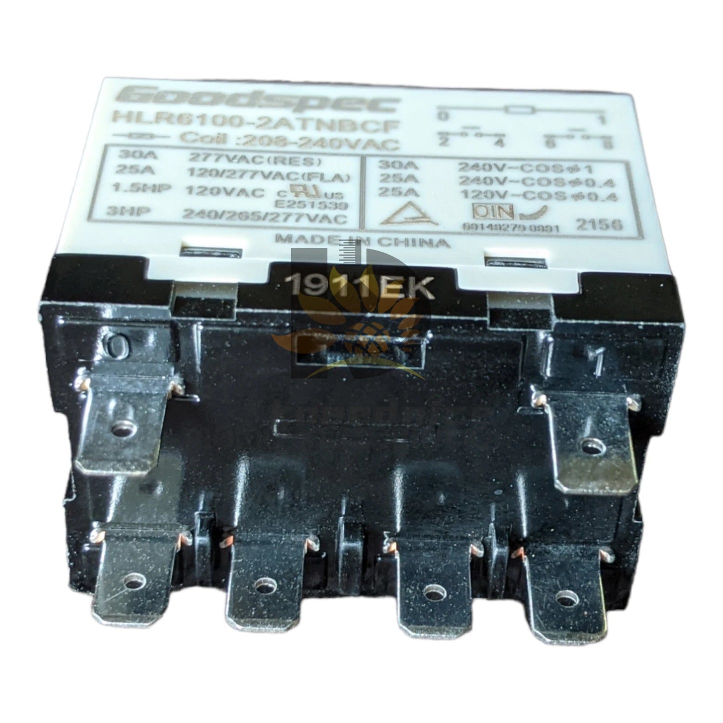 For Goodspec HLR6100-2ATNBCF 208-240VAC 30A 277VAC 6-Pins Compressor Power Relay