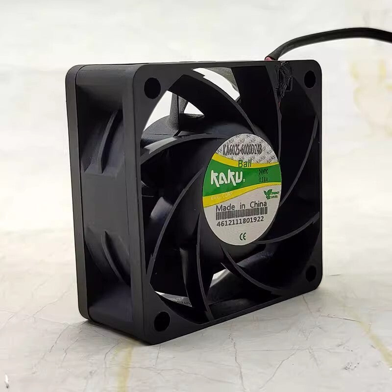 KAKU KA6025-6000D24B DC24V 0.18A 6CM 2-Wire High Airflow Cooling Fan