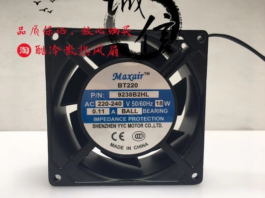 Maxair 9238B2HL AC220V-240V 18W 0.11A 9CM Ball Axial Cooling Fan