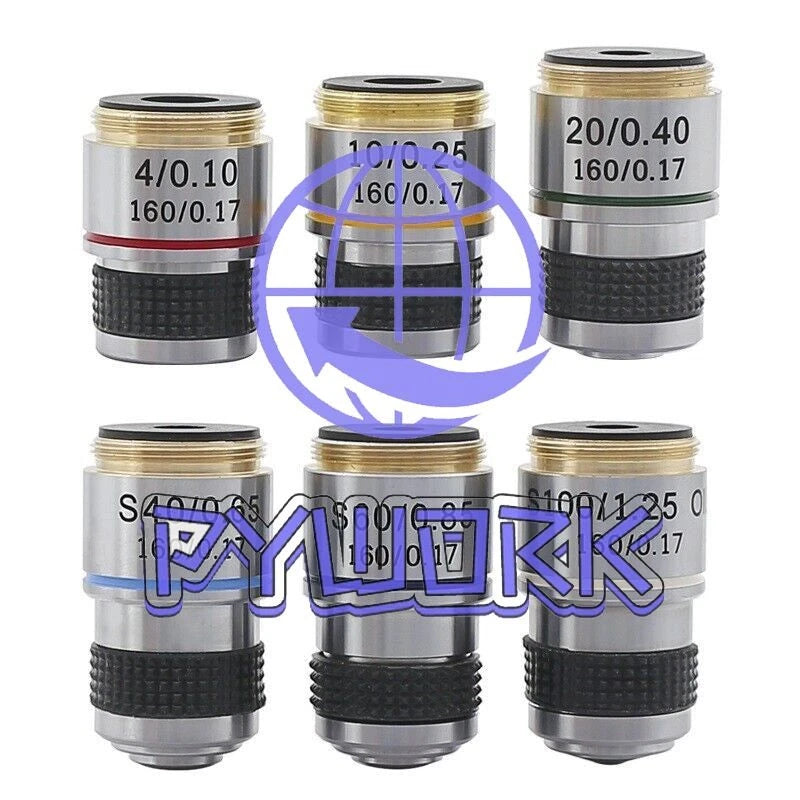 4X 10X 20X 40X 60X 100X Achromatic Objective Lens f/ Biological Microscope 185mm