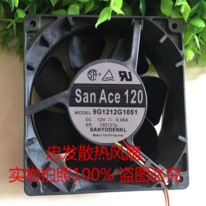 Sanyo 9G1212G1051 12038 DC12V 0.98A 120*120*38MM 3-Wire Inverter Cooling Fan