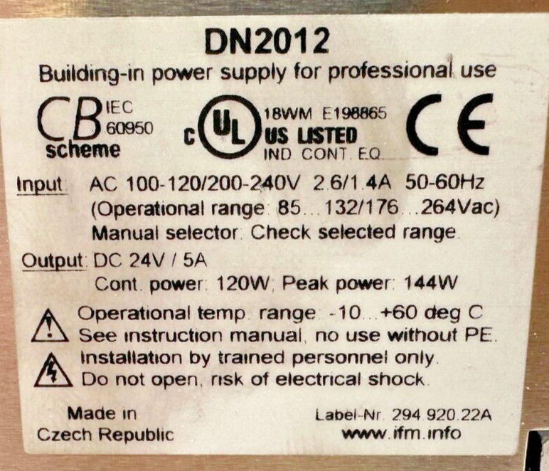 used IFM DN2012 Power Supply - IFM