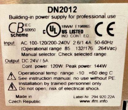 used IFM DN2012 Power Supply - IFM