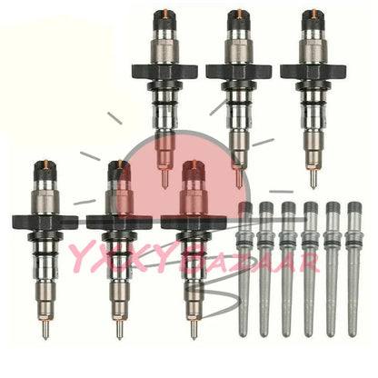 6X Diesel Fuel Injector w/tube Fits For 04-09 Dodge Ram Cummins 5.9L 0445120238