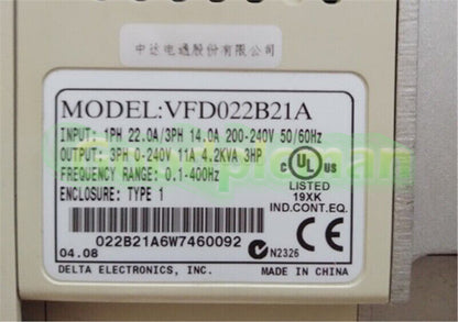 1Pc Delta Inverter VFD022B21A 220V-2.2KW Tested un /