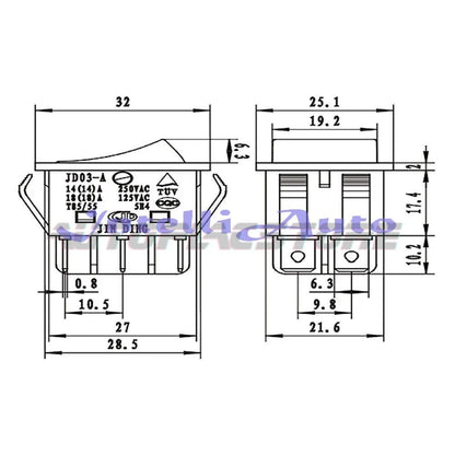 JD03-A1 6Pin 2pcs Rocker Switch 125/250V 30A Inverter Welding Machine button