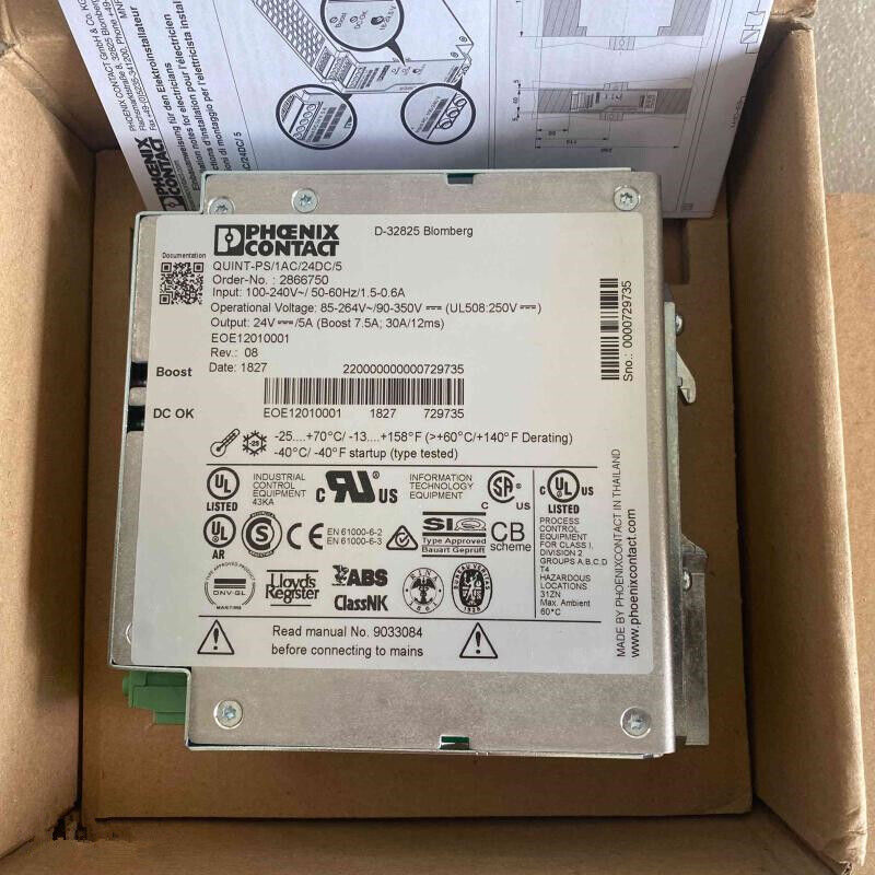 new 1pcs Phoenix Contact Switching Power Supply- QUINT-PS/1AC/24DC/ 5 5A 2866750 - PHOENIX CONTACT