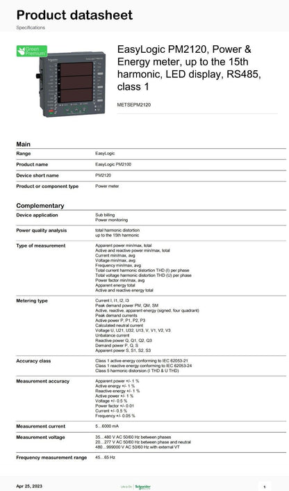 Duty Power Energy meterMETSEPM2120 SHIP - KOEED