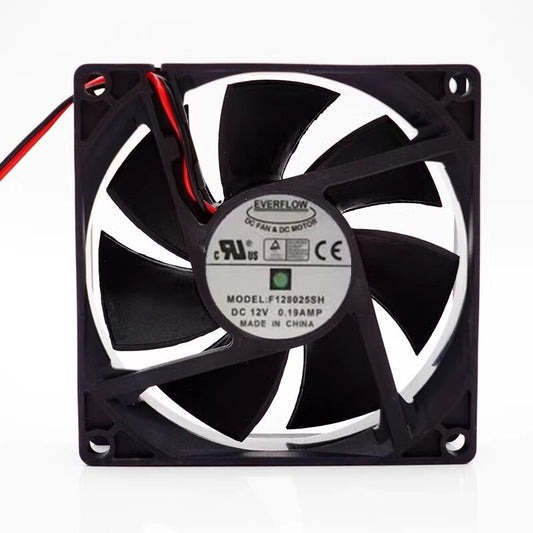 EVERFLOW F128025SH 8025 DC12V 0.19A 2-Wire Silent Cooling Fan