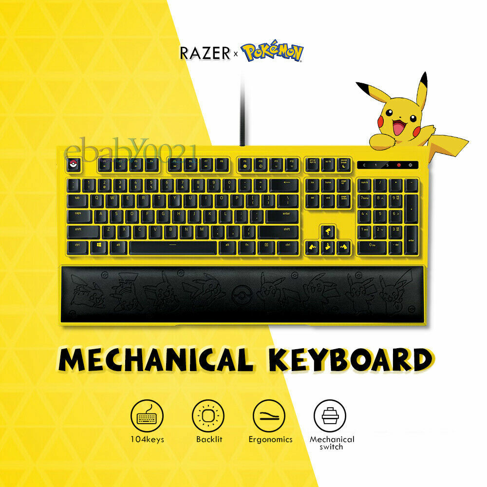 Razer RAZER Pokemon Pikachu wired gaming keyboard 104keys with mechanical keycaps and backlighting - RAZER