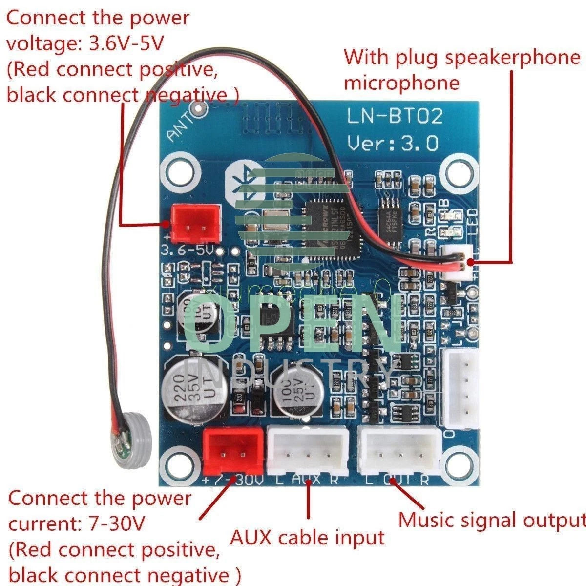 For Car Phone Bluetooth 4.0 Audio Receiver Board Stereo Sound Module LN-BT02