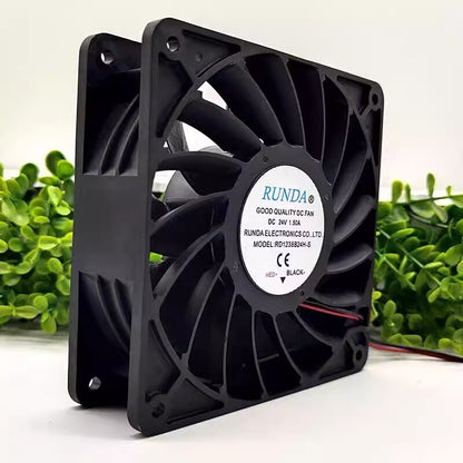RUNDA RD1238B24H-S 12038 DC24V 1.50A 12CM 2-wire inverter cooling fan