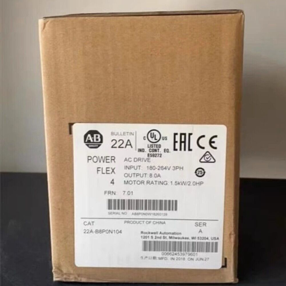 Allen-Bradley 22A-B8P0N104 PowerFlex 4 1.5 kW (2 Hp) AC Drive 22AB8P0N104