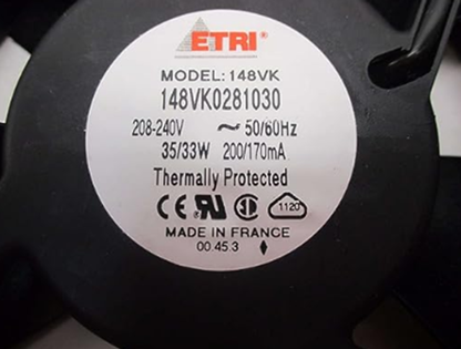 NEW ETRI Metal Frame Fan 148VK0281030 – 208-240V - ETRI