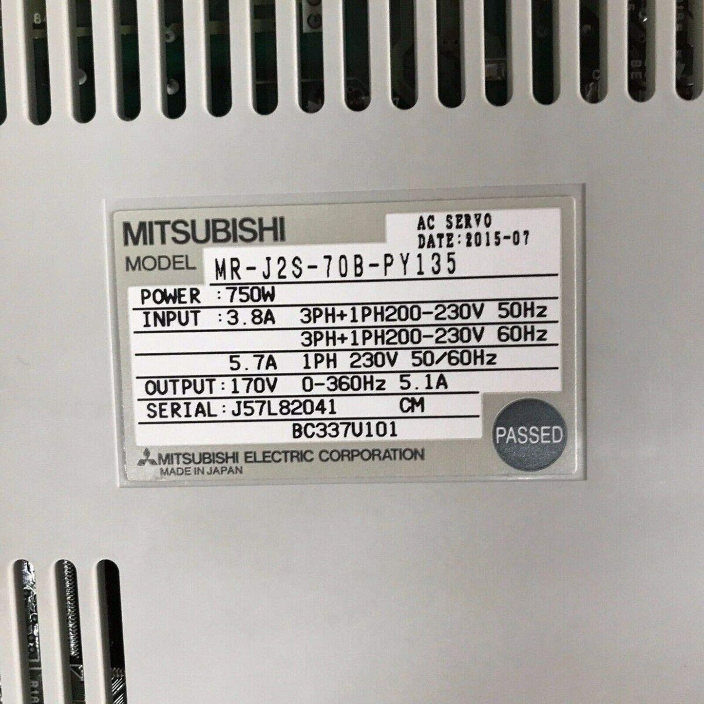 MITSUBISHI MRJ2S70BPY135 AC Servo Driver - MITSUBISHI