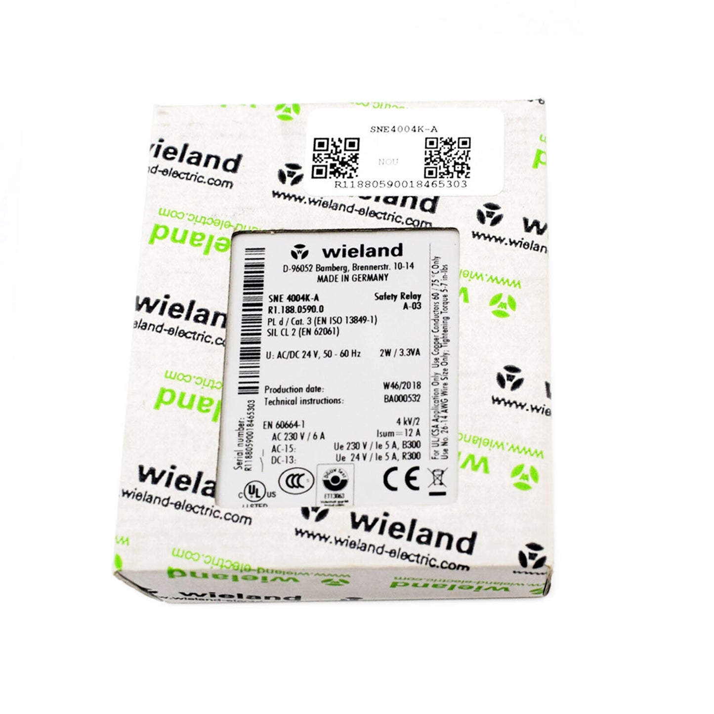 WIELAND SNE4004K-A SAFETY RELAY 24VAC-DC - WIELAND