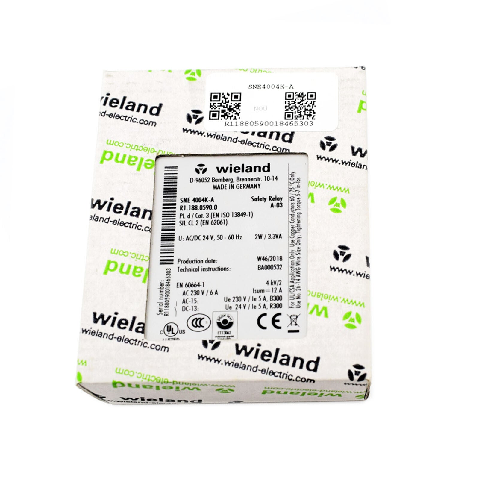 WIELAND SNE4004K-A SAFETY RELAY 24VAC-DC - WIELAND