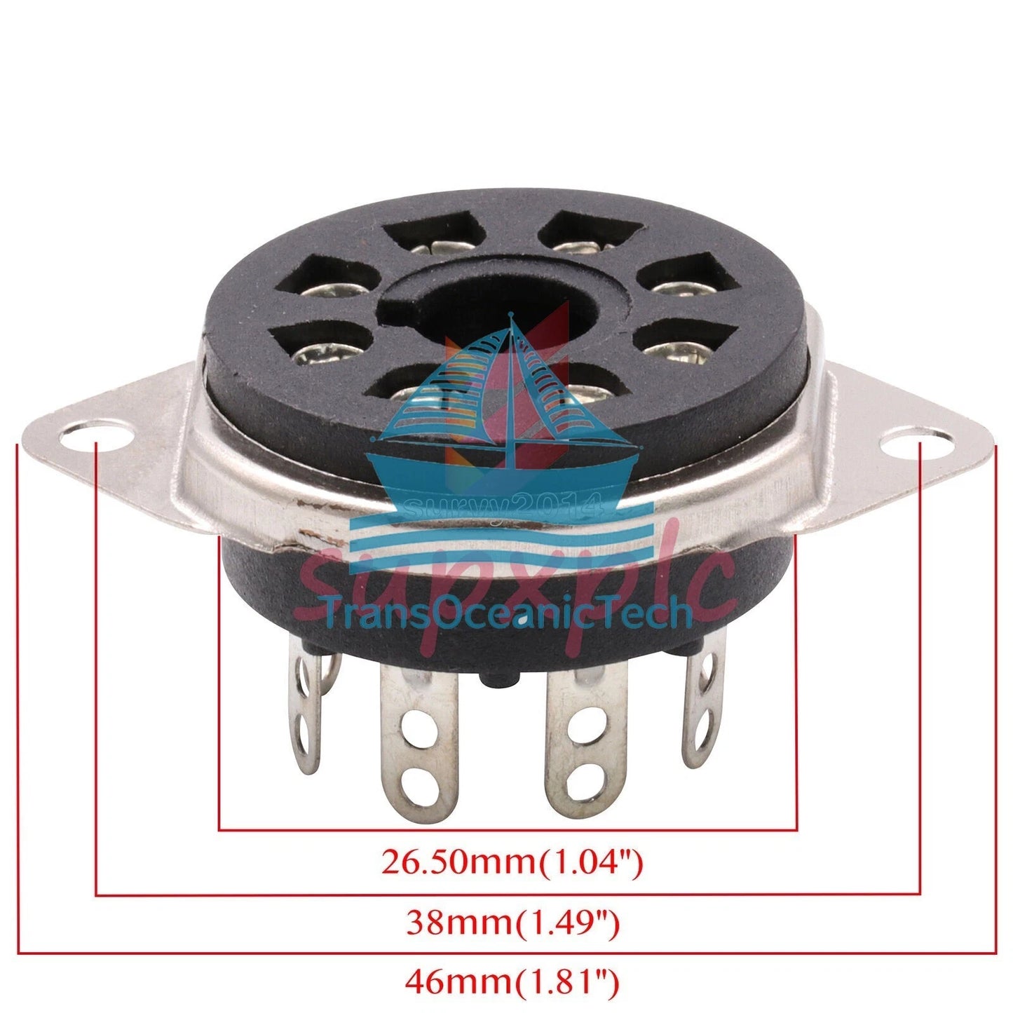 5PCS 8pin Bakelite Octal Valve Tube Socket For EL34 6V6 6L6 KT88 Chassis Mount