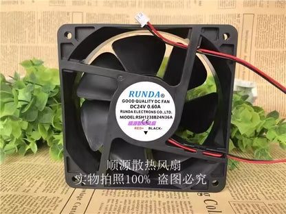 RUNDA RSH1238B24N36A DC24V 0.60A 2-Pin Silent Cooling Fan