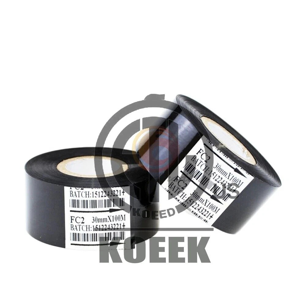 6 PCS FC2 30mm x 100m For Coder Printer Machine Black Hot Stamp Ribbon