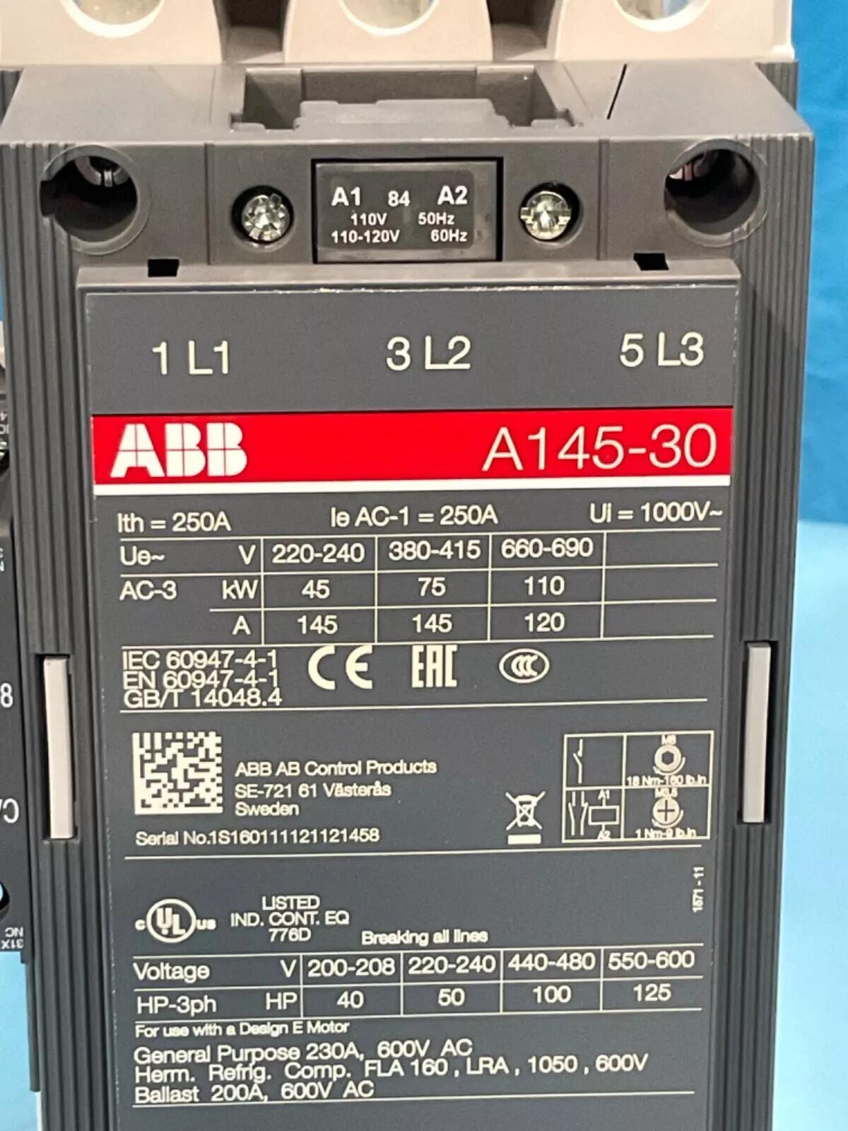 1PC ABB A145-30-11-84 3P 120V coil Contactor - ABB