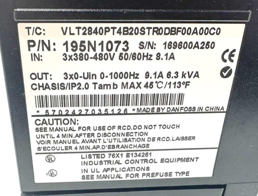 new Danfoss 195N1073 VLT 2800 Drive - DANFOSS