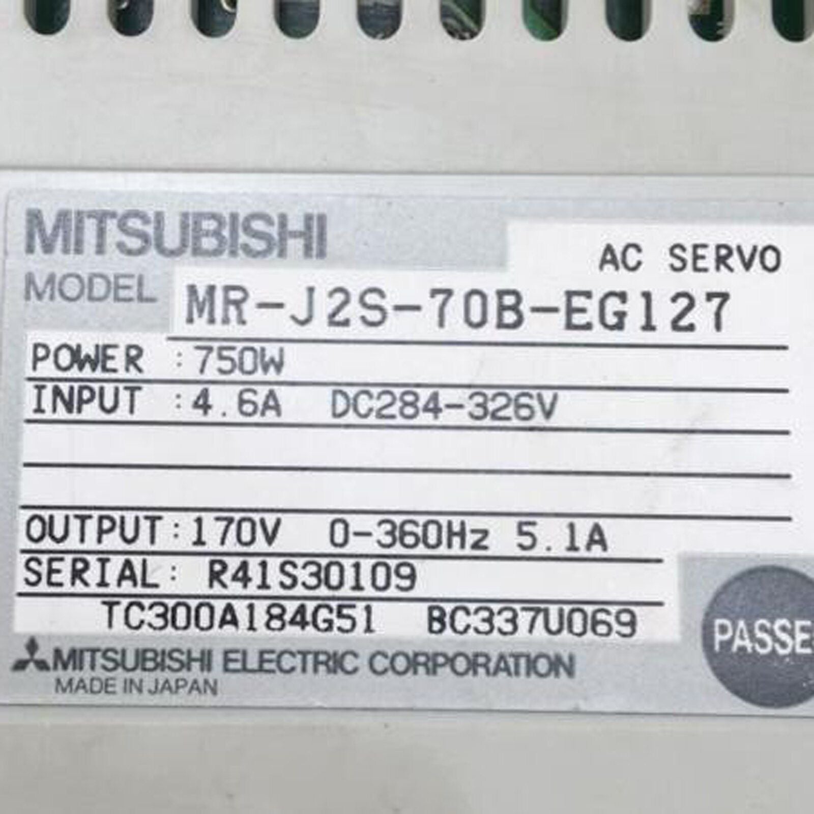 used Mitsubishi AC SERVO DRIVER MR-J2S-70B-EG127, tested and reliable - MITSUBISHI