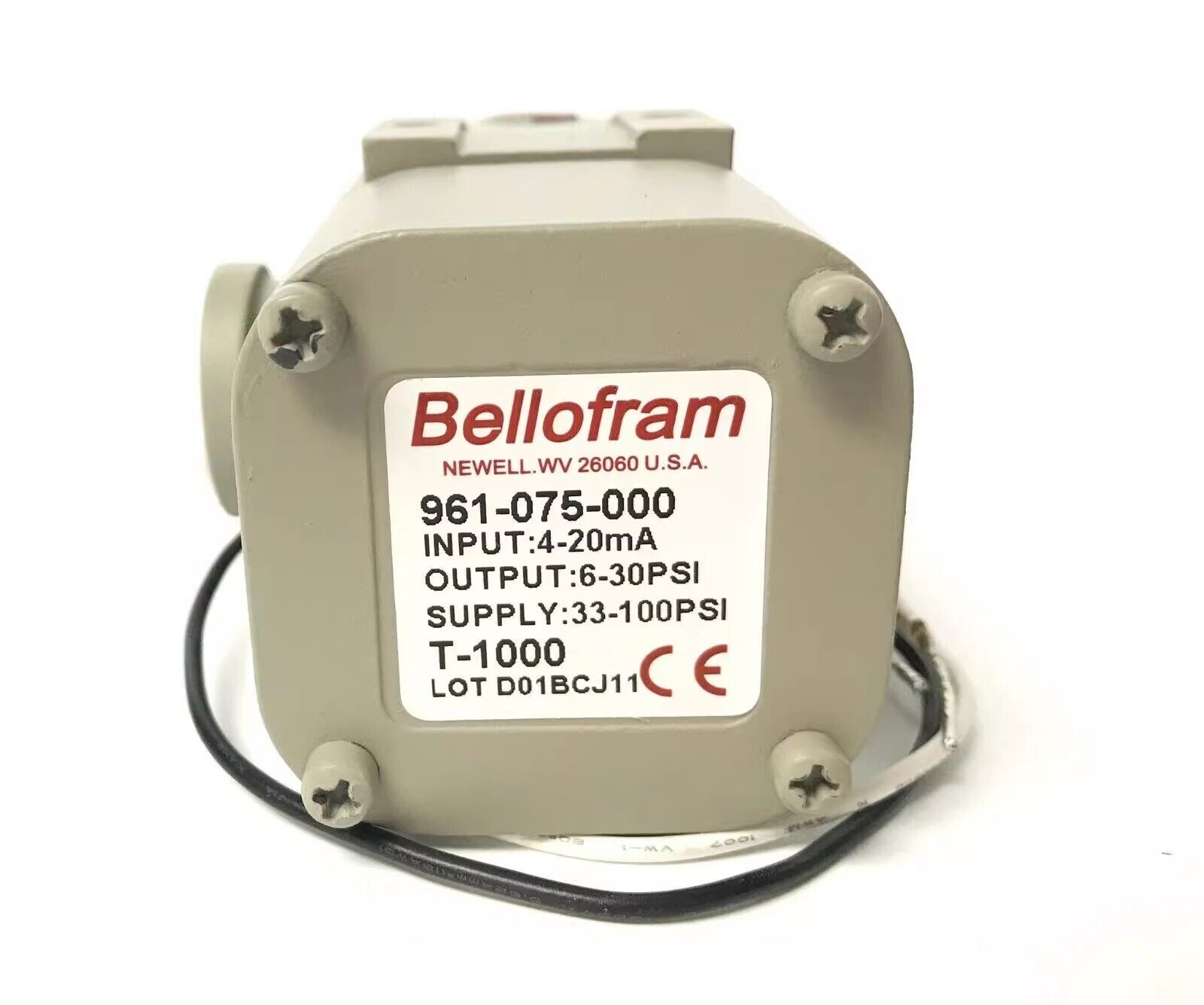 new 1pc  BELLOFRAM 961-075-000 T-1000 4-20ma 6-30PSI Electric Proportional Valve