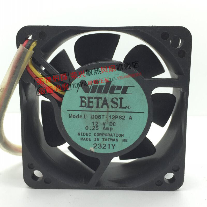 new Nidec D06T-12PS2 12V 0.25A 6CM large air volume 6025 cooling fan 3 wire