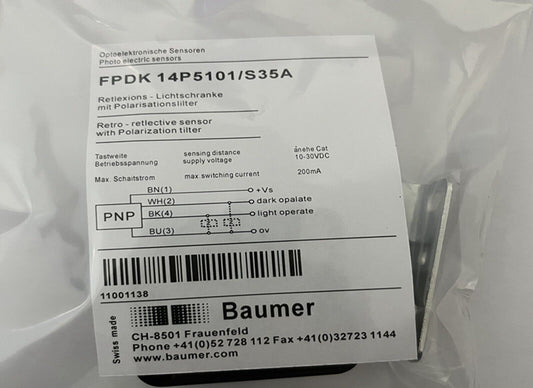 BAUMER FHDK-14P5101 Photoelectric Sensor - BAUMER