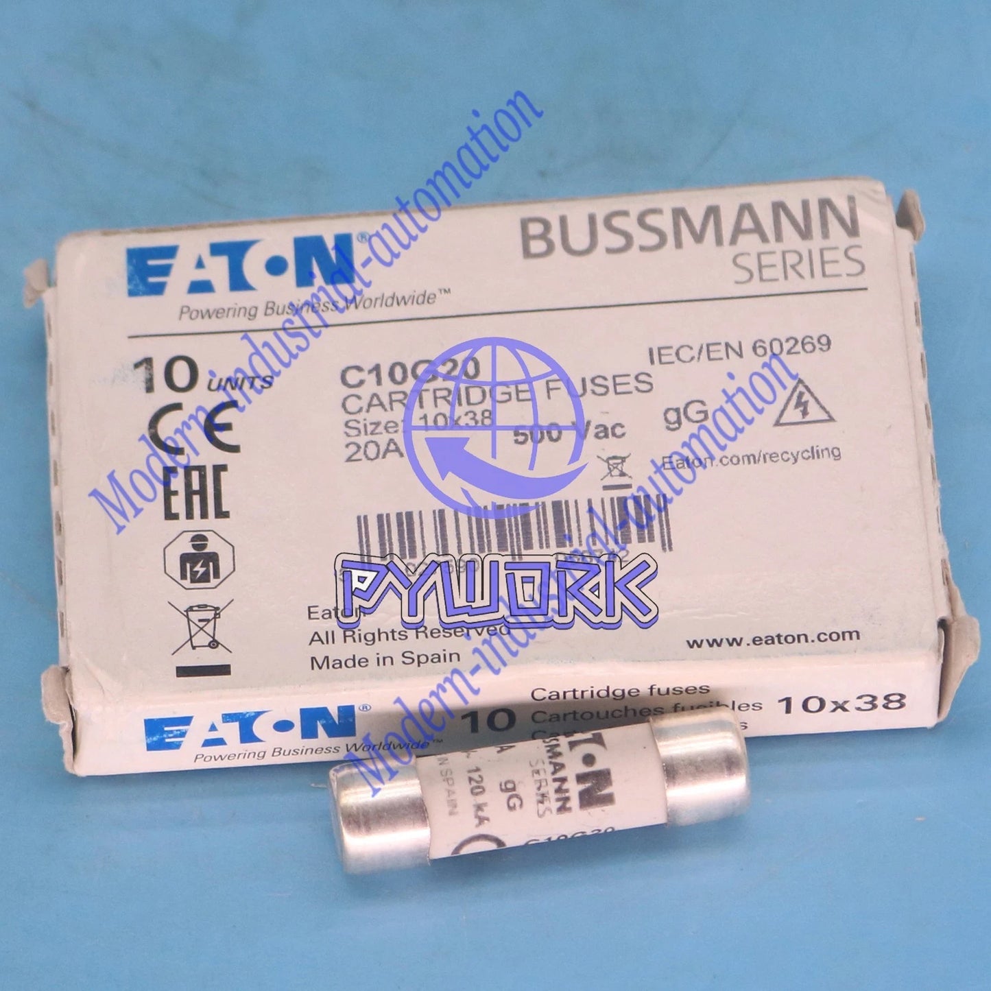 10pc eaton Bussmann C10G20 (20Amp) 20A 500Vac Cartridge Fuse 10x38mm #YP1