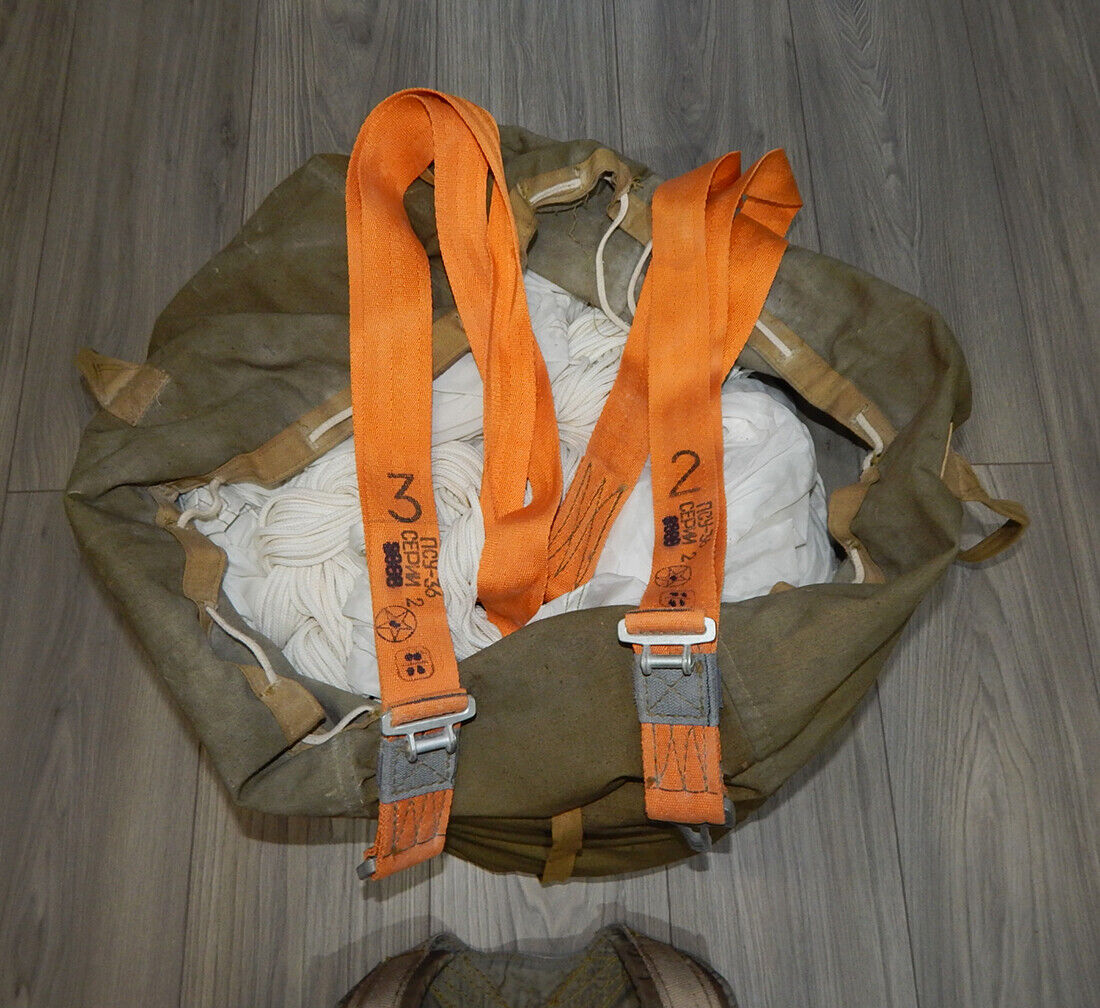 Used Soviet Russian Parachute PSU-36 Ejection Seat K-36 Orange Belt IPS-72 Harness - PARACHUTE EQUIPMENT