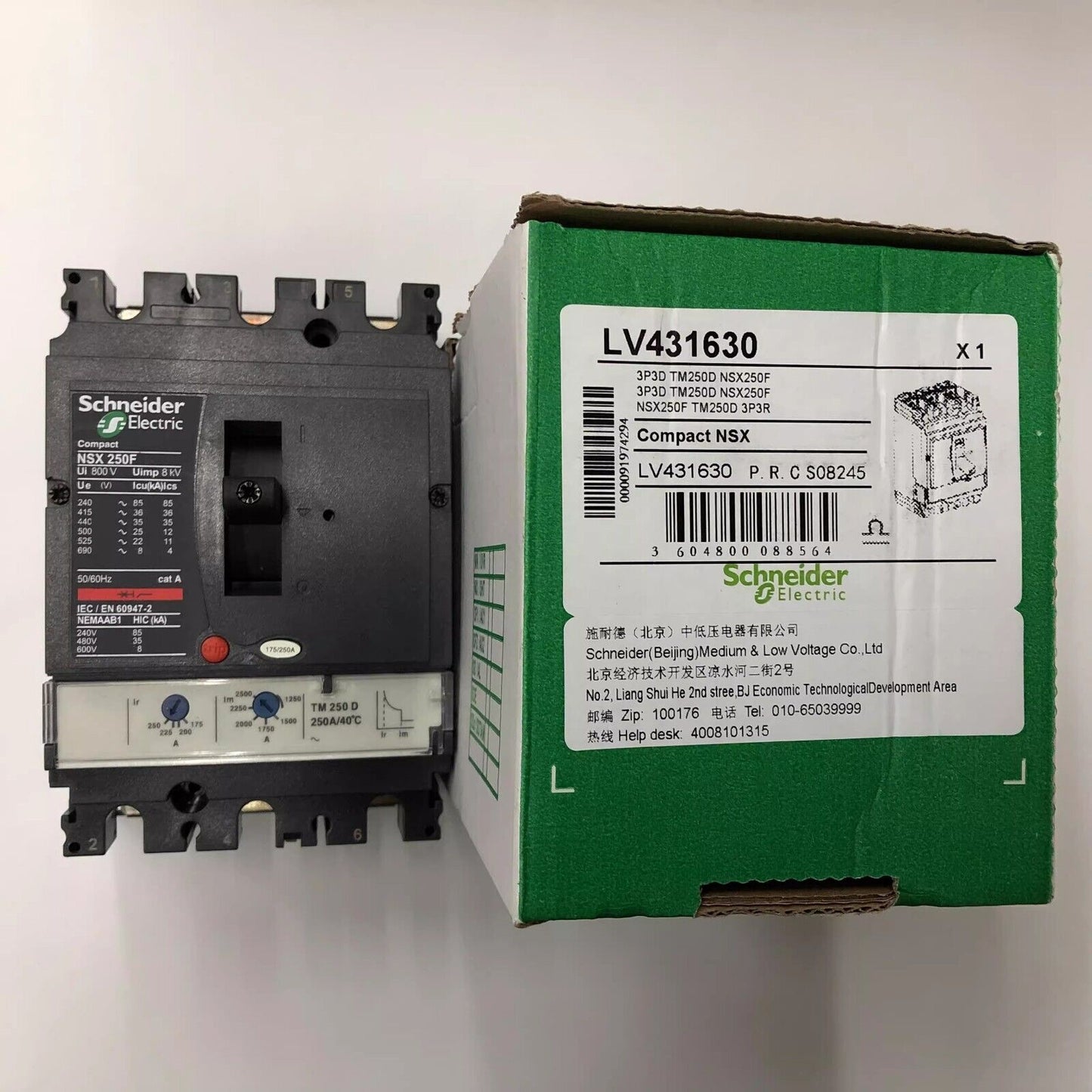 new 1PCS for Schneider NSX250F 3P 250A TM250D AirSwitch Moulded Case Circuit Breaker - SCHNEIDER