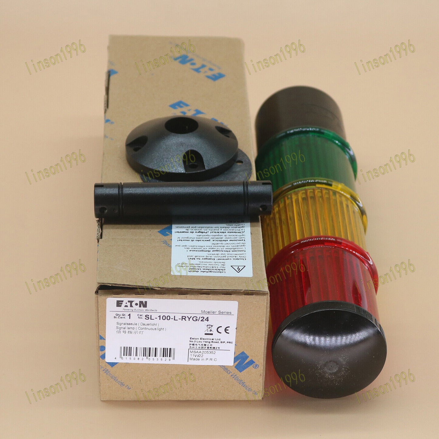 Signal Tower 1-Year Warranty Tower Box, Eaton MOELLER SL-100-L-RYG/24 - EATON MOELLER