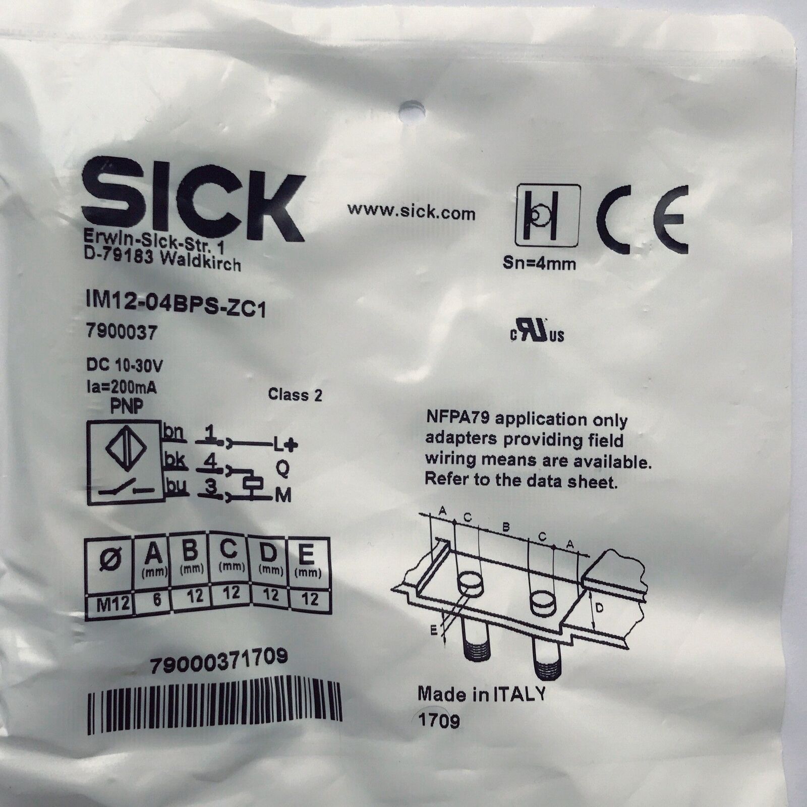 ONE SICK Proximity Switch IM12-04BPS-ZC1 - ONE SICK