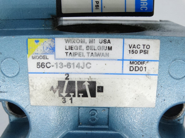 MAC VALVES INC 56C-13-614JC VALVE - Pressure Regulating Valve with Quick-Connection Fitting, 56 Bar, Male to Male, Low Profile Design, High Pressure Safety, Professional Manufacturing - MAC VALVES INC