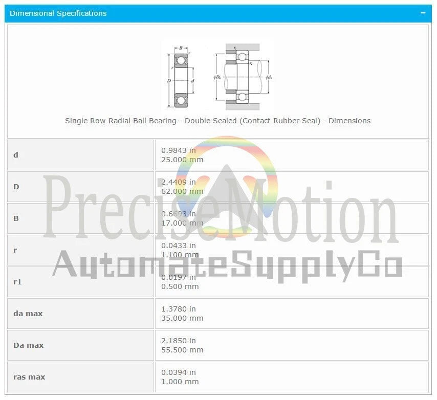 NTN 6305 LLU Deep Groove Ball Bearings 25x62x17mm. #