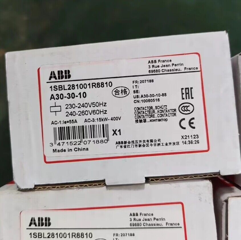 new 1pc ABB A30-30-10 Contactor 230-240V50Hz 240-260V60Hz 1SBL281001R8810